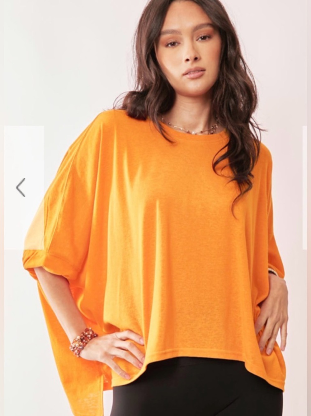 Davi & Dani Oversized SOLID DROP SHOULDERS BATWING SLEEVE SIDE SLIT TOP